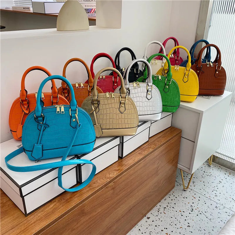 Retro Casual Shell Bag Women Totes Shoulder Bags Female Leather Crocodile Chain