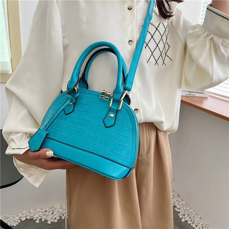 Retro Casual Shell Bag Women Totes Shoulder Bags Female Leather Crocodile Chain