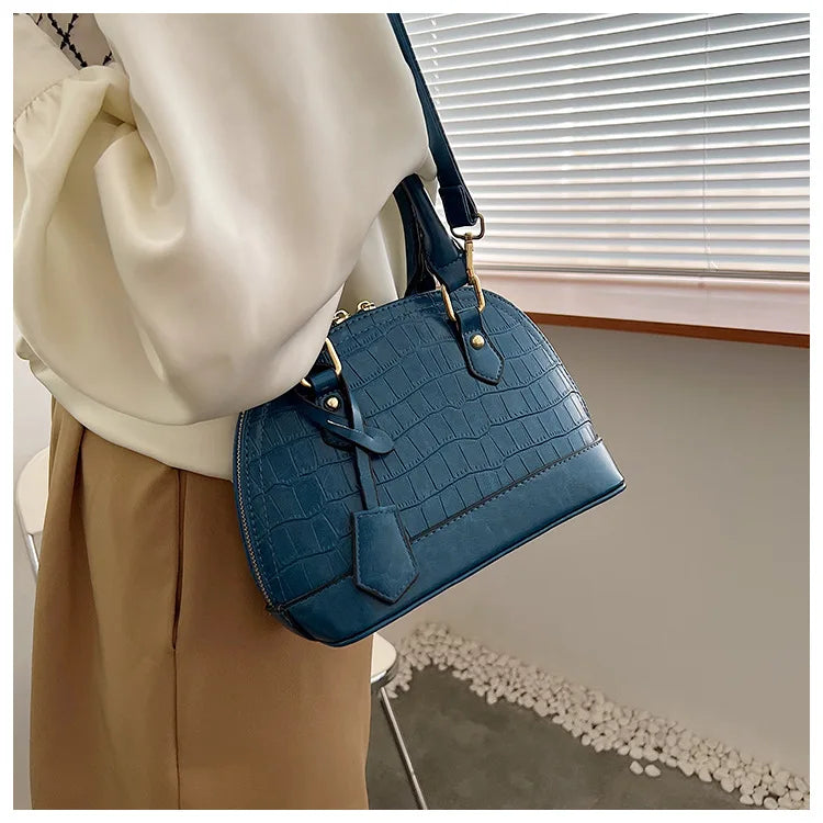 Retro Casual Shell Bag Women Totes Shoulder Bags Female Leather Crocodile Chain