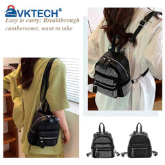 Small Rhinestone Backpack Women Crystal Travel Shoulder School Bag