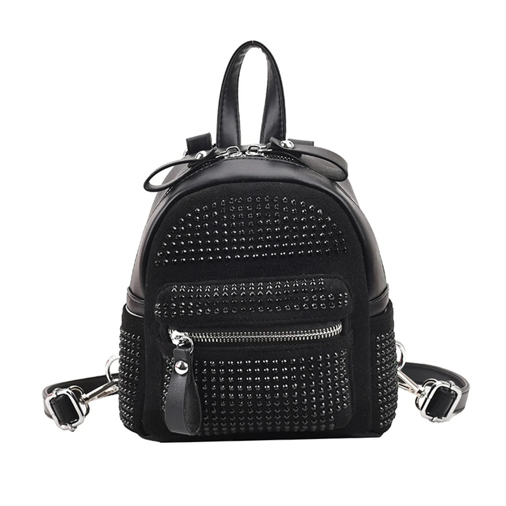 Small Rhinestone Backpack Women Crystal Travel Shoulder School Bag