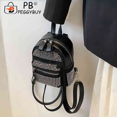 Small Rhinestone Backpack for Women Crystal Travel Casual Shoulder School Bag