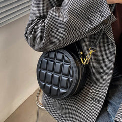 Round PU Leather Handbags for Women Crossbody Purse
