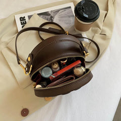 Round PU Leather Handbags for Women Crossbody Purse