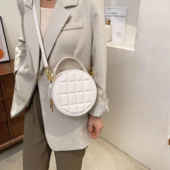 Round PU Leather Handbags for Women Crossbody Purse