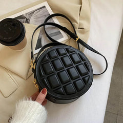 Round PU Leather Handbags for Women Crossbody Purse