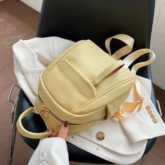 Small School Backpack Women Solid PU Leather Backpack Back To School Bags
