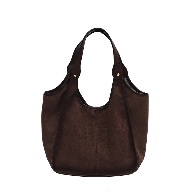 Women's Small Scrub Leather Shoulder Bag - Winter Ladies Shopper Handbag