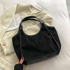 Women's Small Scrub Leather Shoulder Bag - Winter Ladies Shopper Handbag