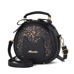 Small Sequins Circular Shoulder Bag Women Round Crossbody Messenger