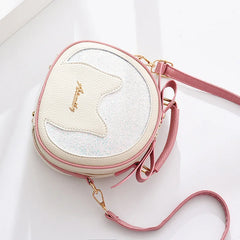 Small Sequins Circular Shoulder Bag Women Round Crossbody Messenger