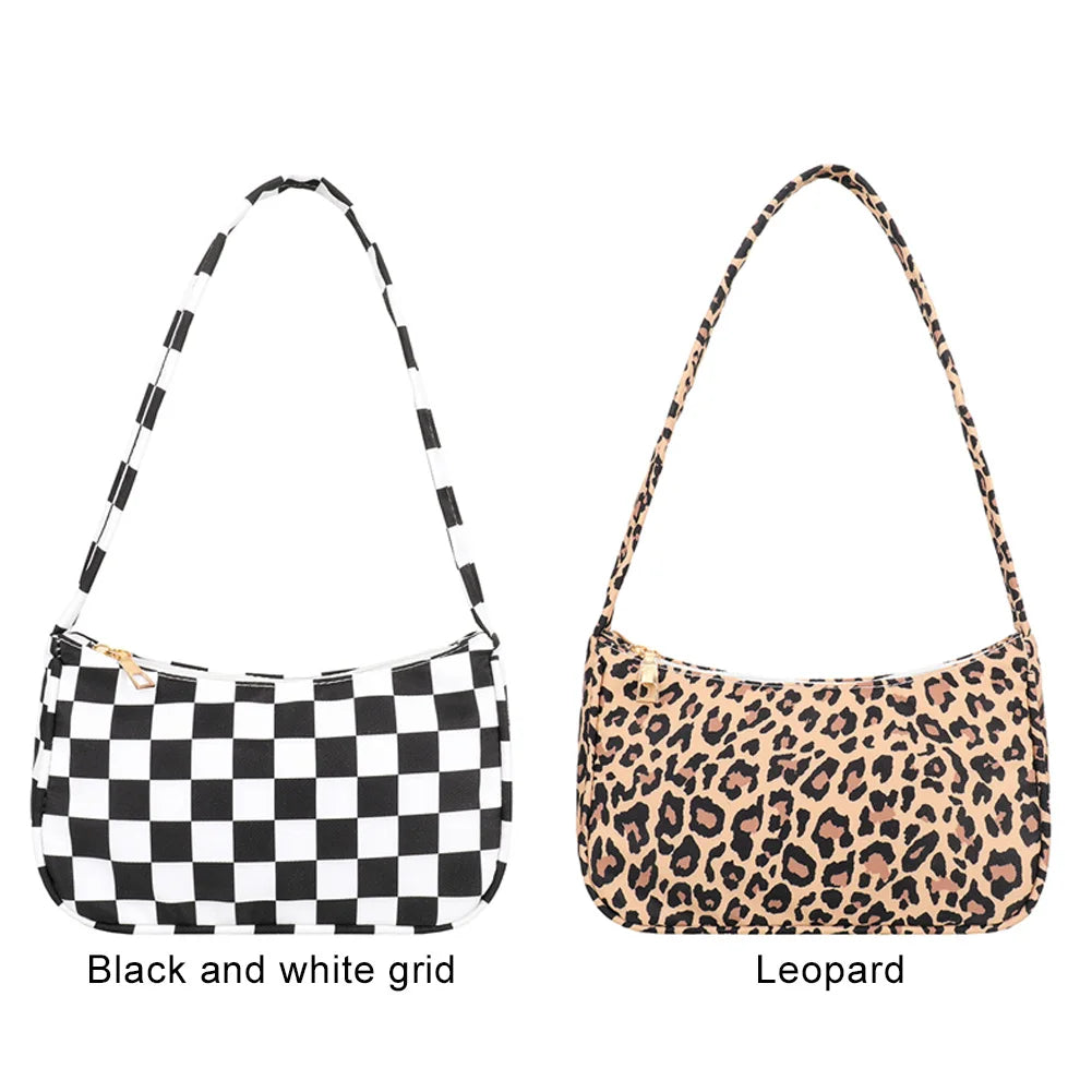 Retro Leopard Print Tote Nylon Shoulder Bag