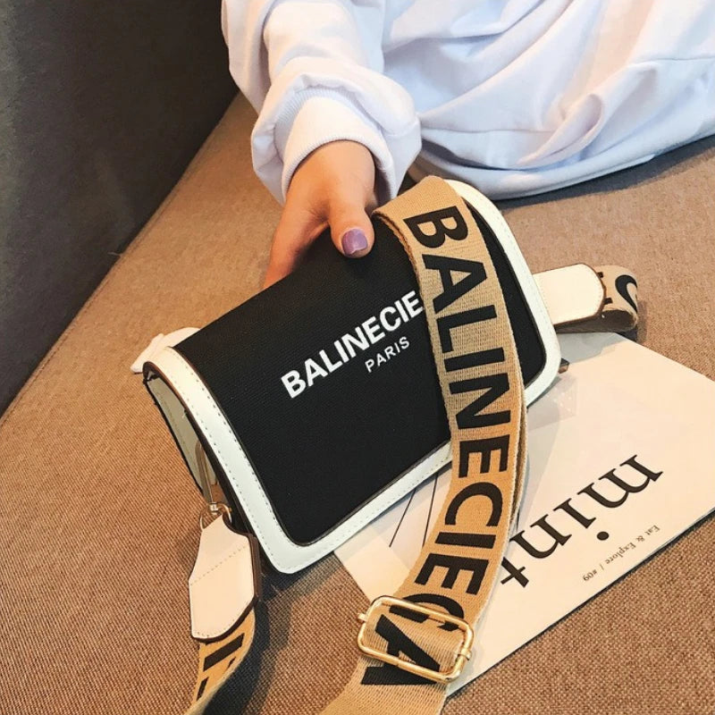 Women's PU Leather Shoulder Bag Wide Strap Messenger Bag H