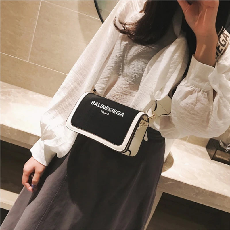 Women's PU Leather Shoulder Bag Wide Strap Messenger Bag H