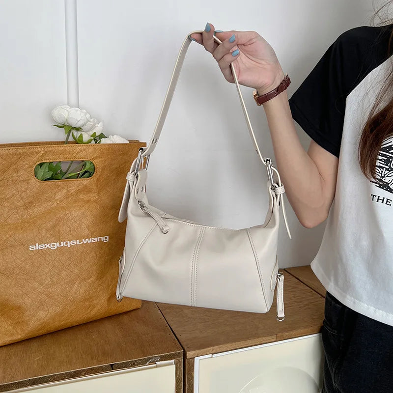 Small PU Leather Women's Underarm Bag Retro Female Purse Handbag
