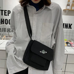 Embroidery Planet Crossbody Bag Canvas Messenger Pouch