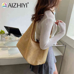 Summer Shoulder Bag Women Crossbody Purse Woven Messenger Handbags