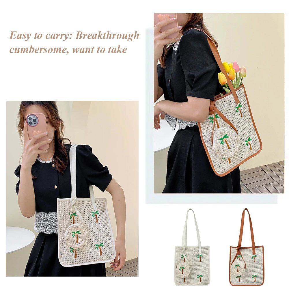 Summer Crossbody Lady Travel Handbags Woven Crossbody Messenger Handbags