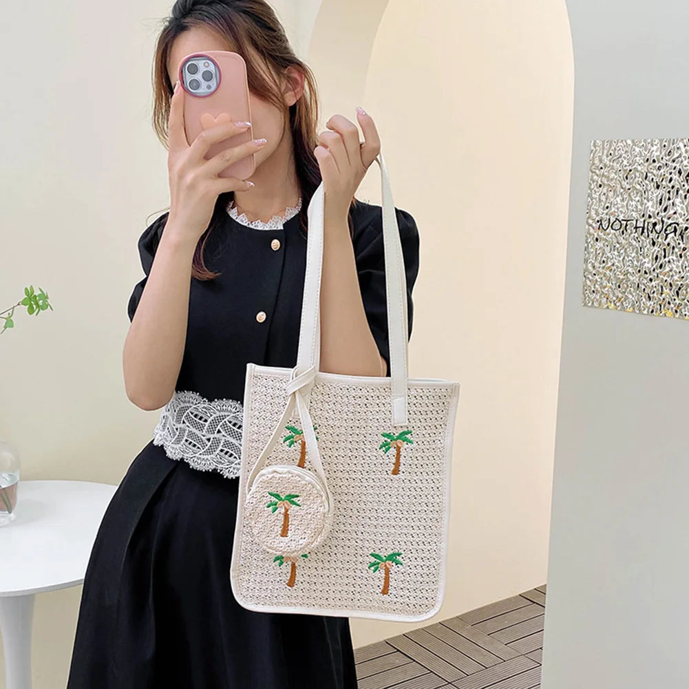 Summer Crossbody Lady Travel Handbags Woven Crossbody Messenger Handbags