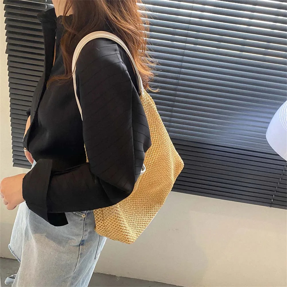 Summer Straw Woven Crossbody Shoulder Bag Lady Travel Purse