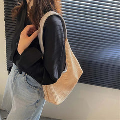 Summer Straw Woven Crossbody Shoulder Bag Lady Travel Purse
