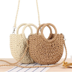 Boho Straw Bag Rattan Crossbody Handbag