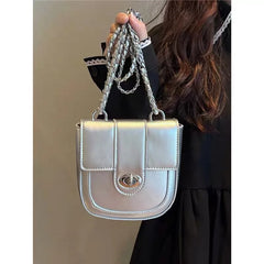 Women's Small Shoulder Crossbody Bag PU Leather Messenger Chain Handbag