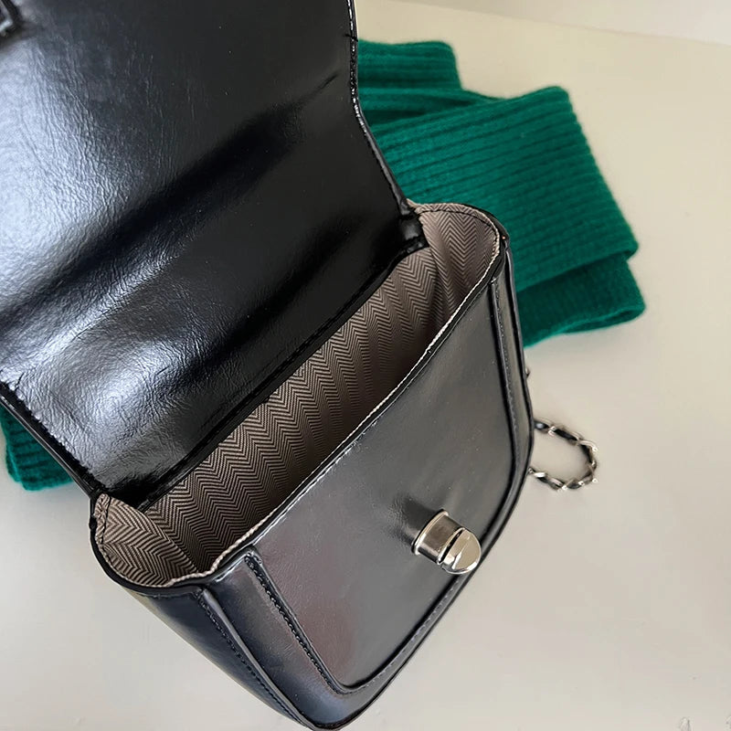 Women's Small Shoulder Crossbody Bag PU Leather Messenger Chain Handbag