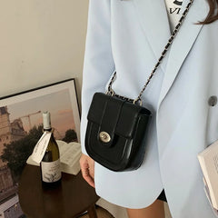 Women's Small Shoulder Crossbody Bag PU Leather Messenger Chain Handbag