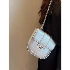 Women's Small Shoulder Crossbody Bag PU Leather Messenger Chain Handbag