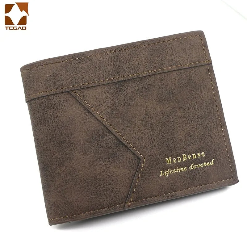 Slim Leather Men's Wallet with Money Portomonee