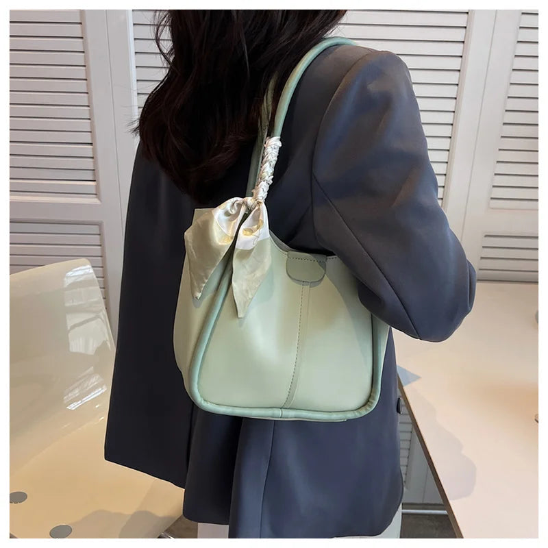 2pcs Soft PU Leather Shoulder Bags for Women Underarm Bag Handbags Purses