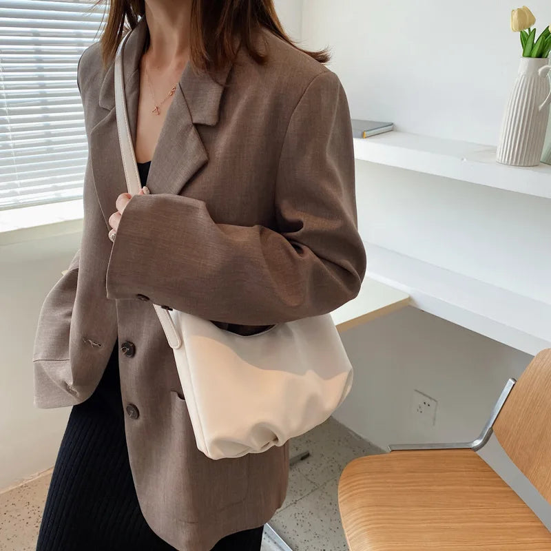 2021 Winter Lady Handbag Purse Solid Soft PU Leather Shoulder Crossbody Bag