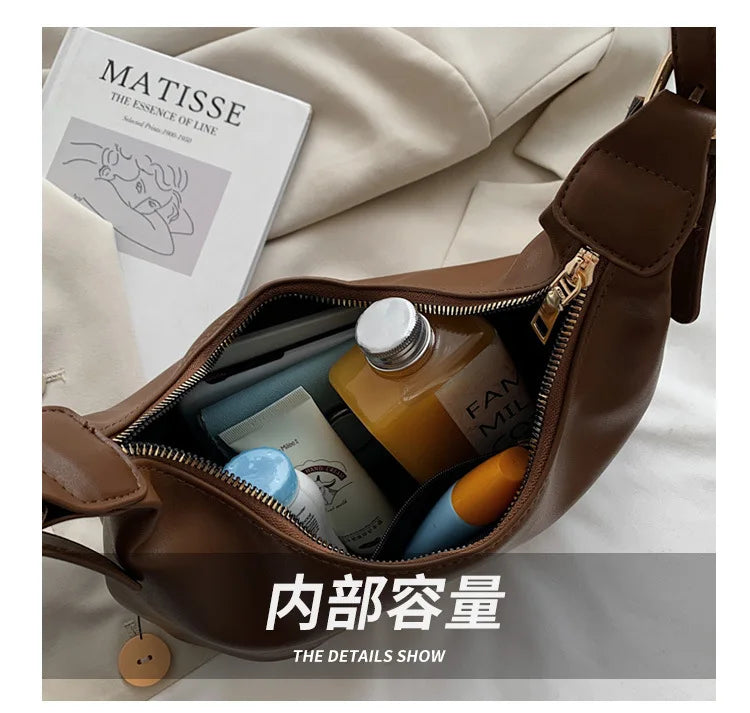 2021 Winter Lady Handbag Purse Solid Soft PU Leather Shoulder Crossbody Bag