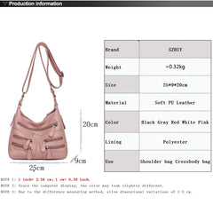 Small Soft Shoulder Bag Casual Women Bag Wash Leather Crossbody