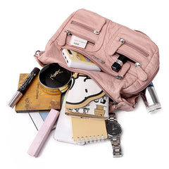Small Soft Shoulder Bag Casual Women Bag Wash Leather Crossbody