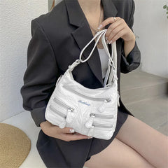 Small Soft Shoulder Bag Casual Women Bag Wash Leather Crossbody