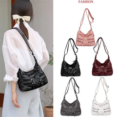 Small Soft Shoulder Bag Casual Women Bag Wash Leather Crossbody