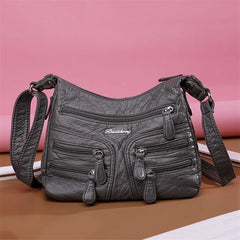 Small Soft Shoulder Bag Casual Women Bag Wash Leather Crossbody