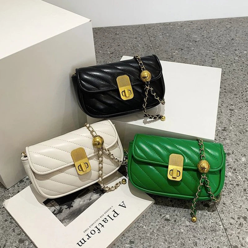 Small Crossbody Bag Chains Strap Mini Women Shoulder Bag Sheepskin Leather Purse