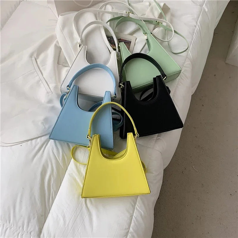 Small Solid PU Leather Underarm Shoulder Bags Crossbody Bag Female Handbags