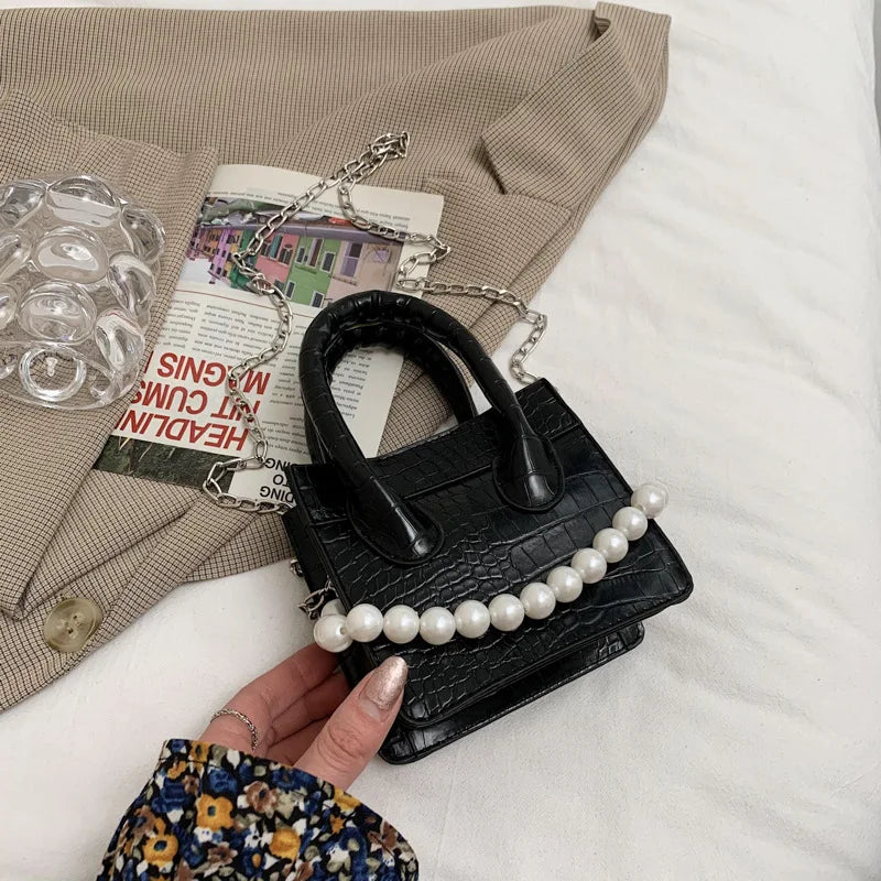Crocodile Pattern Chain Shoulder Messenger Bag for Women