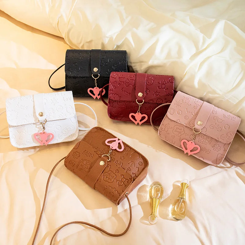 Small Square Bag Ladies Embossed One Shoulder Crossbody Bag