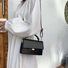 Small Square Bag One Shoulder Bag For Woman PU Leather Messenger Bag