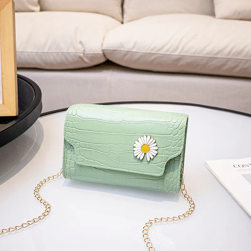 Small Square Bag Shoulder Bags For Women Vintage Cute Student Chain PU Daily