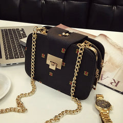 Small Square Bag Women's Chain Clip Bag Women's Printing Lock Small Bag