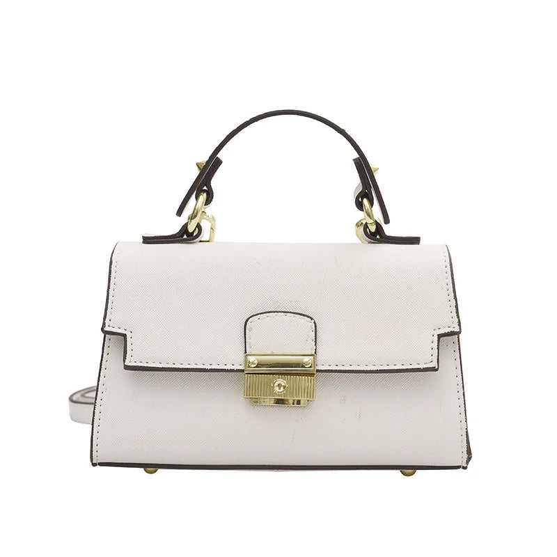 Square Bags for Women Metal Lock Top Handle Bag Shoulder Crossbody Bags