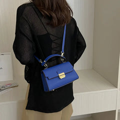 Square Bags for Women Metal Lock Top Handle Bag Shoulder Crossbody Bags