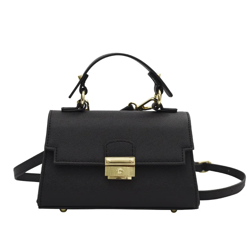 Square Bags for Women Metal Lock Top Handle Bag Shoulder Crossbody Bags
