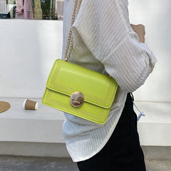 Small Square Shoulder Bag Chain Leather Messenger Bag Pure Ladies Handbags